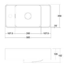 Mod 500mm Matte White Wall Hung Basin with Overflow